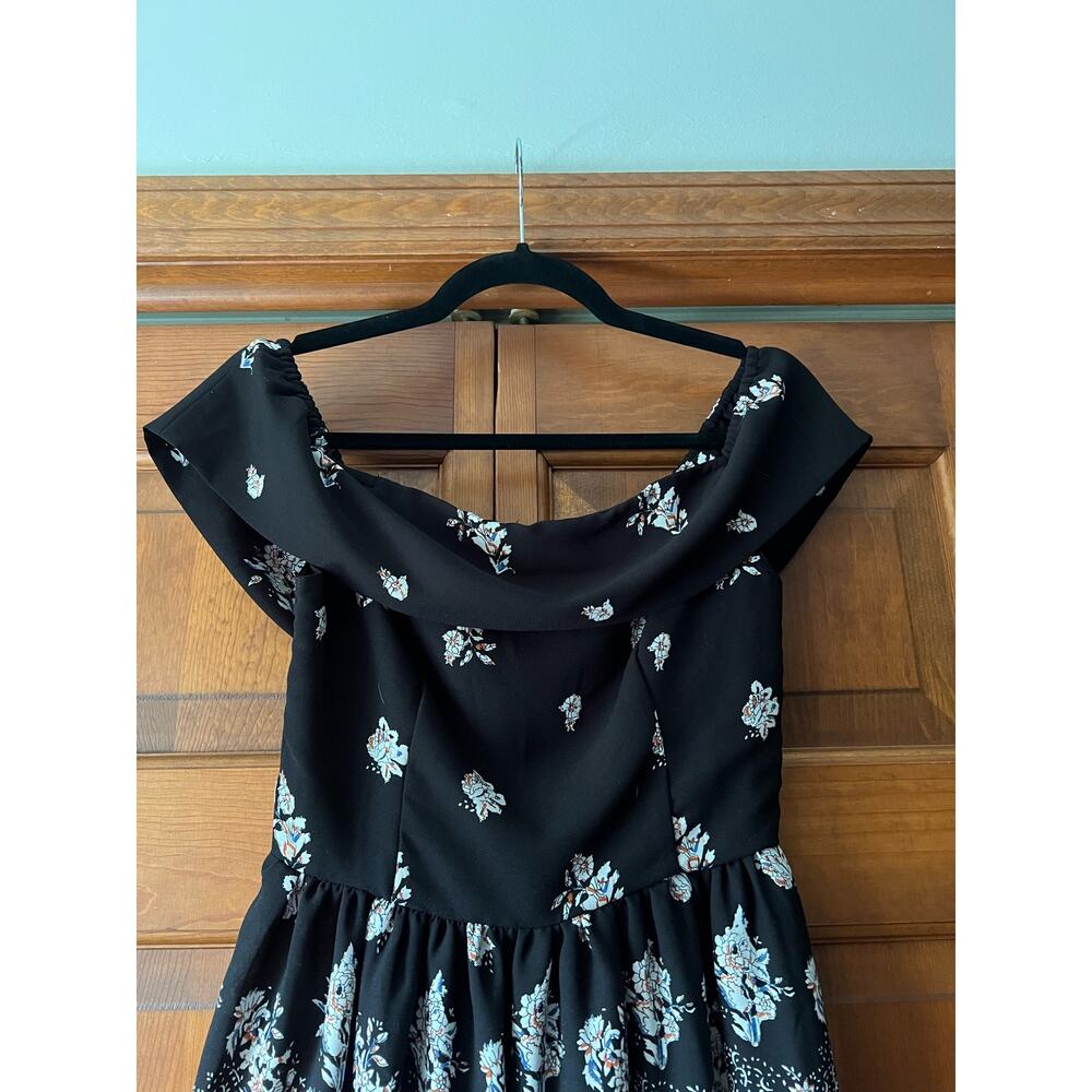 Abercrombie & Fitch Women's Off the Shoulder Floral Mini Dress Black Size XS - Picture 4 of 11